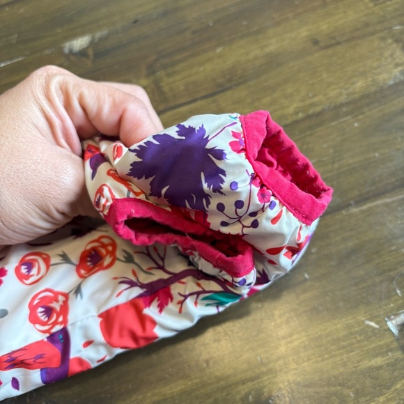 Patagonia Reversible Quilted Pink Leaves Hooded Jacket Bird Toddler 12-18 months - Picture 5 of 7